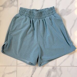 Five Dancewear Light Blue Airbrushed High Waisted Active Shorts Girls Size XXL